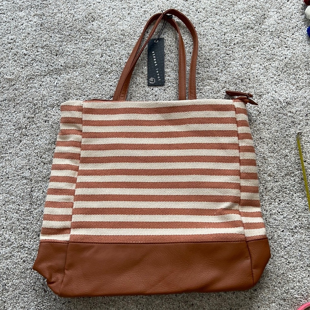 NWT cute stripped tote bag orange